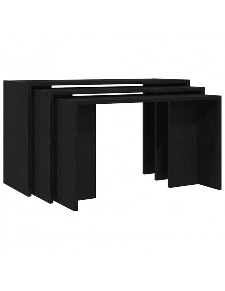 Tavolini Impilabili 3 pz Neri in Legno Multistrato