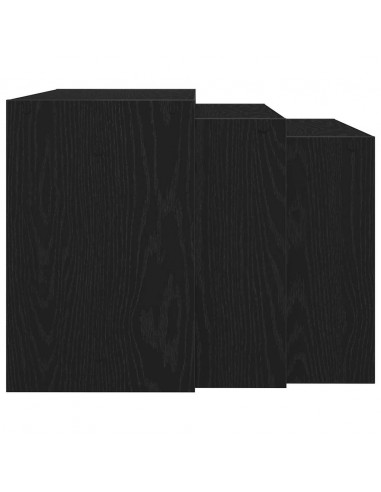 Tavolini Impilabili 3 pz Neri in Legno Multistrato