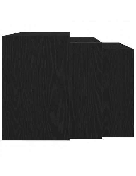 Tavolini Impilabili 3 pz Neri in Legno Multistrato