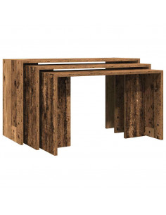 Tavolini Impilabili 3 pz Legno Antico in Legno Multistrato