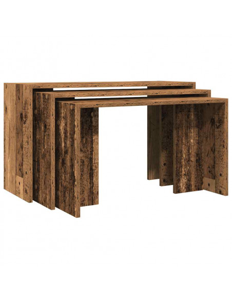 Tavolini Impilabili 3 pz Legno Antico in Legno Multistrato