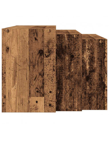 Tavolini Impilabili 3 pz Legno Antico in Legno Multistrato