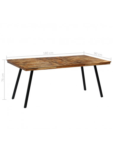 Tavolo da Pranzo in Teak Recuperato e Acciaio 180x90x76 cm