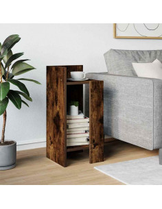 Tavolino Laterale con Ripiano Rovere Fumo 25,5x27x60 cm 2