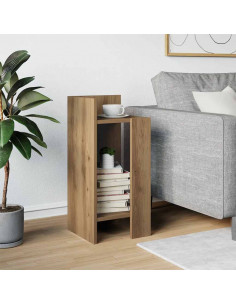 Tavolino Laterale con Ripiano Rovere Artigianale 25,5x27x60 cm 2
