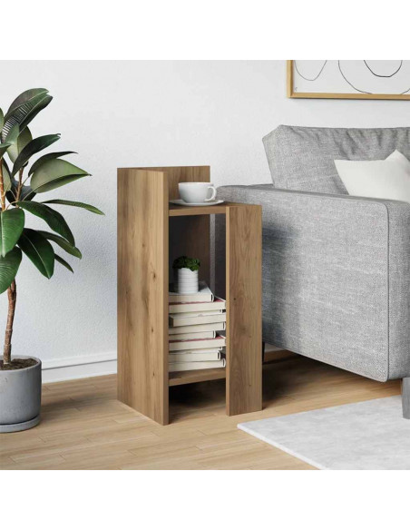 Tavolino Laterale con Ripiano Rovere Artigianale 25,5x27x60 cm