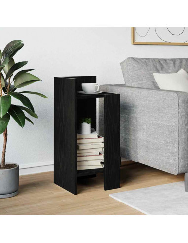 Tavolino Laterale con Ripiano Nero 25,5x27x60 cm