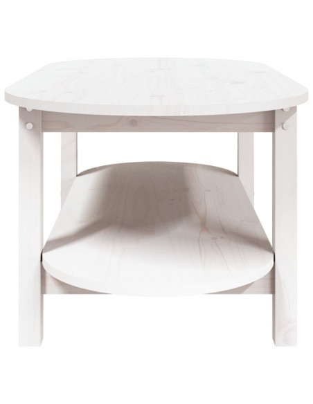 Tavolino da Salotto Bianco 110x55x45 cm Legno Massello di Pino