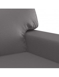 Set di Divani 3 pz con Cuscini Grigio in Similpelle