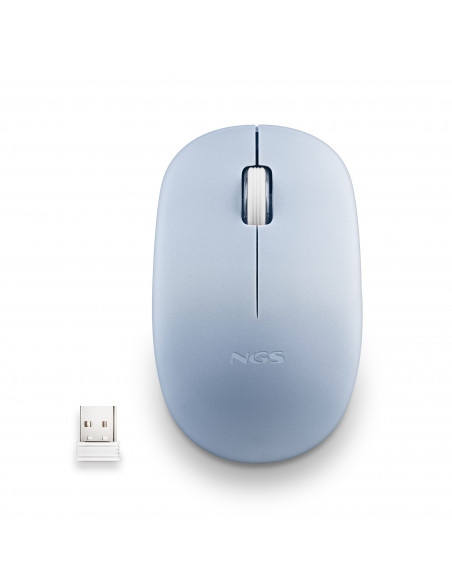 NGS MOUSE WIRELESS 2.4 GHZ,CON ROTELLA, SILENZIOSO, USB NANO, AZZURRO