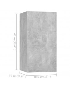 Set di Mobili Porta TV 4 pz Grigio Cemento in Legno Multistrato