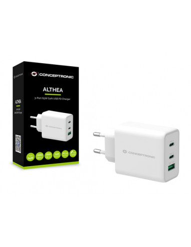 Conceptronic ALTHEA12W Caricabatterie per dispositivi mobili Universale Bianco AC Ricarica rapida Interno