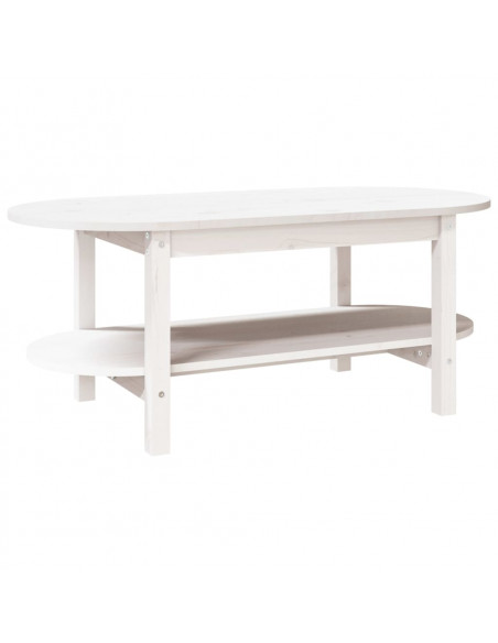 Tavolino da Salotto Bianco 110x55x45 cm Legno Massello di Pino