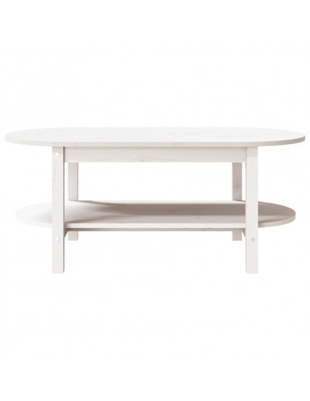Tavolino da Salotto Bianco 110x55x45 cm Legno Massello di Pino