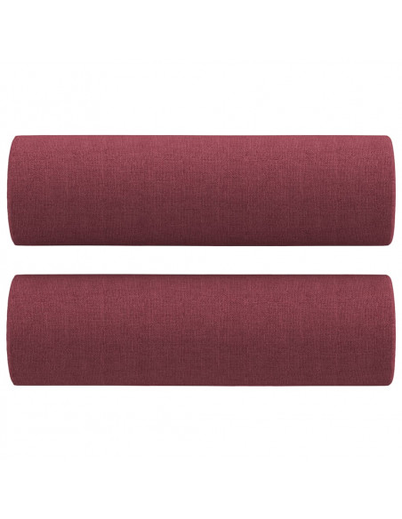 Set di Divani 2 pz con Cuscini Rosso Vino in Tessuto