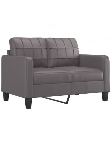 Set di Divani 2 pz con Cuscini Grigio in Similpelle