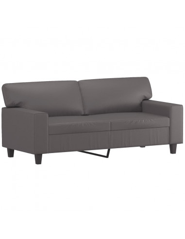 Set di Divani 3 pz con Cuscini Grigio in Similpelle