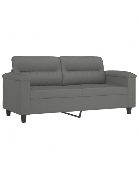 Set Divani 2 pz con Cuscini Grigio Scuro in Tessuto Microfibra