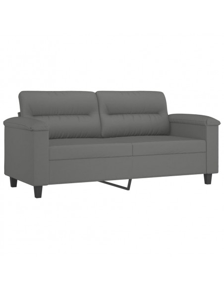 Set Divani 2 pz con Cuscini Grigio Scuro in Tessuto Microfibra