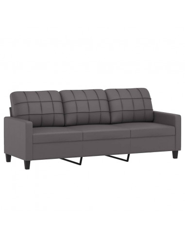 Set di Divani 3 pz con Cuscini Grigio in Similpelle