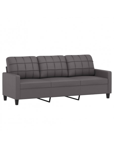Set di Divani 3 pz con Cuscini Grigio in Similpelle