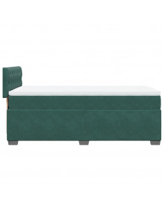 Giroletto a Molle con Materasso Verde Scuro 90x190 cm Velluto 2