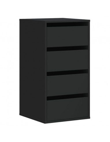 Cassettiera Angolare Nera 40x41x76 cm in Legno Multistrato