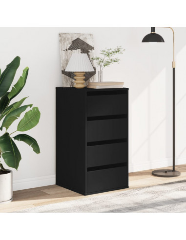 Cassettiera Angolare Nera 40x41x76 cm in Legno Multistrato