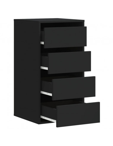 Cassettiera Angolare Nera 40x41x76 cm in Legno Multistrato
