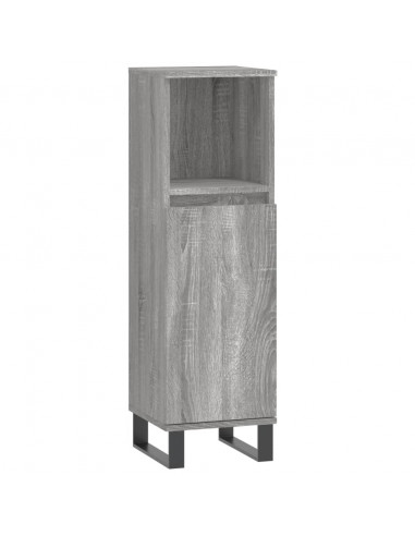 Set Mobili da Bagno 3 pz Grigio Sonoma in Legno Multistrato
