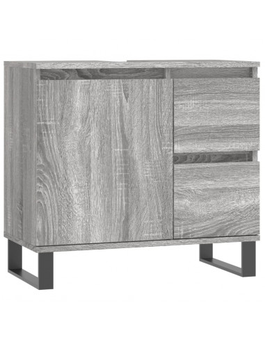 Set Mobili da Bagno 3 pz Grigio Sonoma in Legno Multistrato