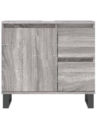 Set Mobili da Bagno 3 pz Grigio Sonoma in Legno Multistrato