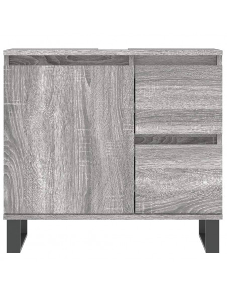 Set Mobili da Bagno 3 pz Grigio Sonoma in Legno Multistrato