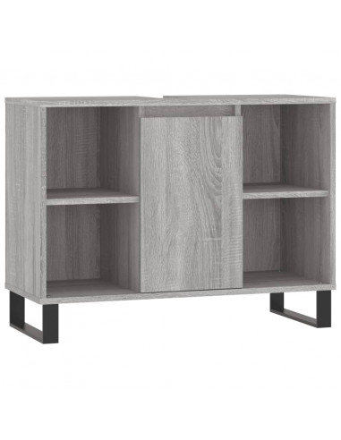 Set Mobili da Bagno 3 pz Grigio Sonoma in Legno Multistrato