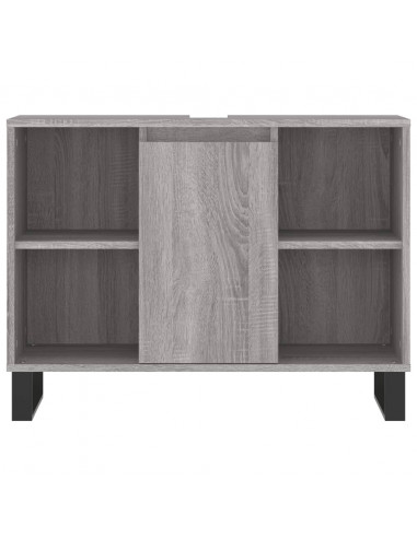 Set Mobili da Bagno 3 pz Grigio Sonoma in Legno Multistrato
