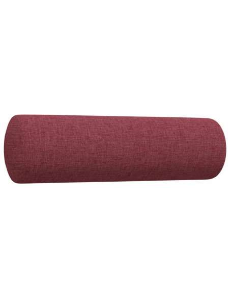 Set di Divani 3 pz con Poggiapiedi Rosso Vino in Tessuto