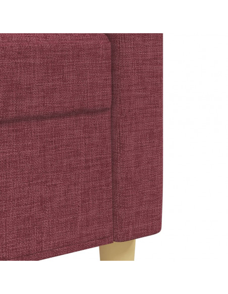 Set di Divani 3 pz con Poggiapiedi Rosso Vino in Tessuto