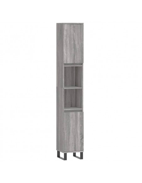 Set Mobili da Bagno 3 pz Grigio Sonoma in Legno Multistrato