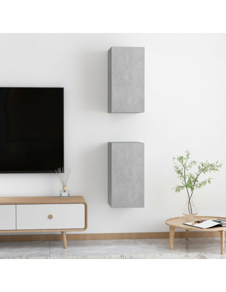 Mobili TV 2pz Grigio Cemento 30,5x30x60 cm Legno Multistrato