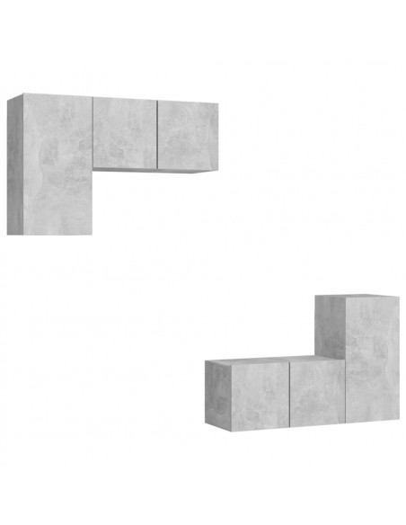 Set di Mobili Porta TV 4 pz Grigio Cemento in Legno Multistrato