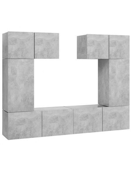 Set di Mobili Porta TV 6 pz Grigio Cemento in Legno Multistrato