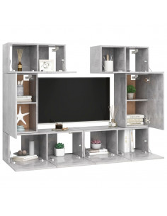 Set di Mobili Porta TV 6 pz Grigio Cemento in Legno Multistrato 2