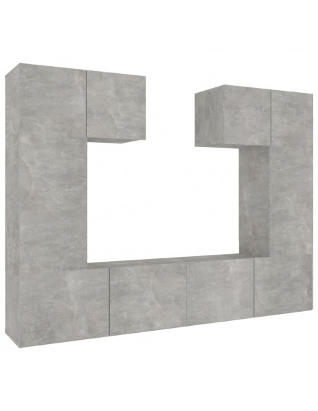 Set di Mobili Porta TV 6 pz Grigio Cemento in Legno Multistrato