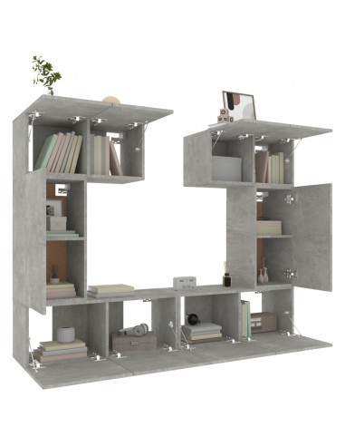 Set di Mobili Porta TV 6 pz Grigio Cemento in Legno Multistrato