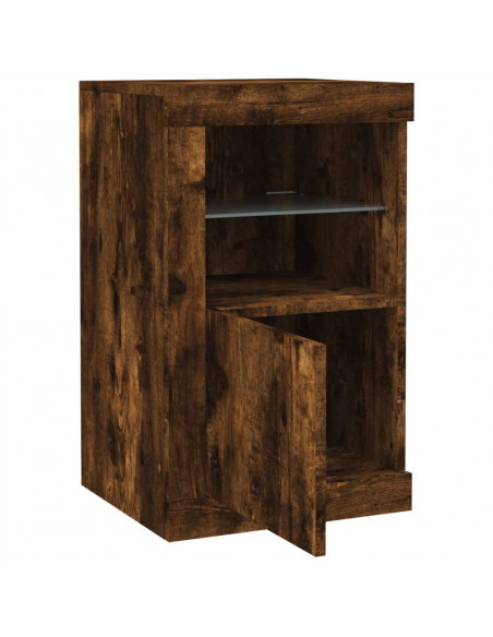 Armadietti con Luci LED 2pz Rovere Fumo in Legno Multistrato