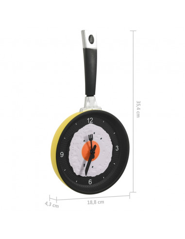 325164  Wall Clock with Fried Egg Pan Design 18,8 cm
