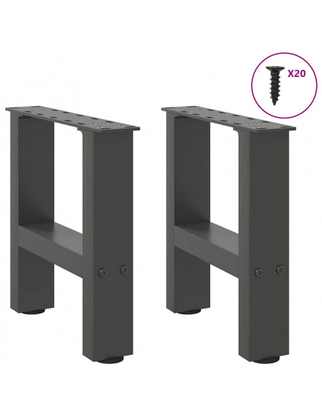 Gambe per Tavolino 2 pz Antracite 30×40 cm in Acciaio