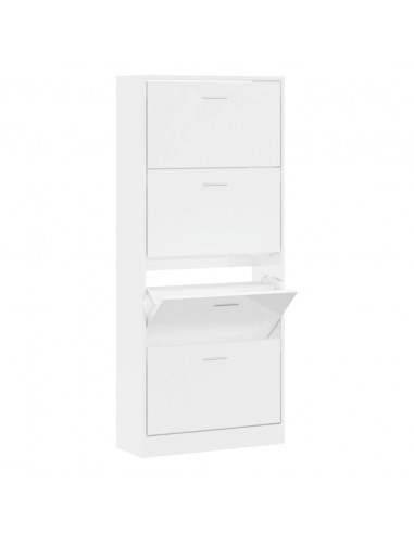 Scarpiera Bianco Lucido 63x24x147 cm in Legno Multistrato