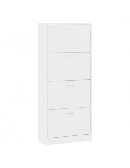 Scarpiera Bianco Lucido 63x24x147 cm in Legno Multistrato