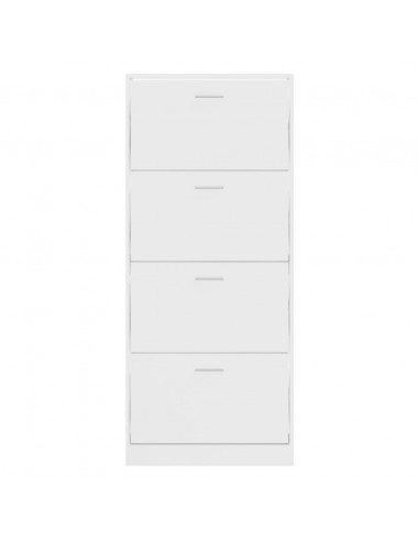 Scarpiera Bianco Lucido 63x24x147 cm in Legno Multistrato